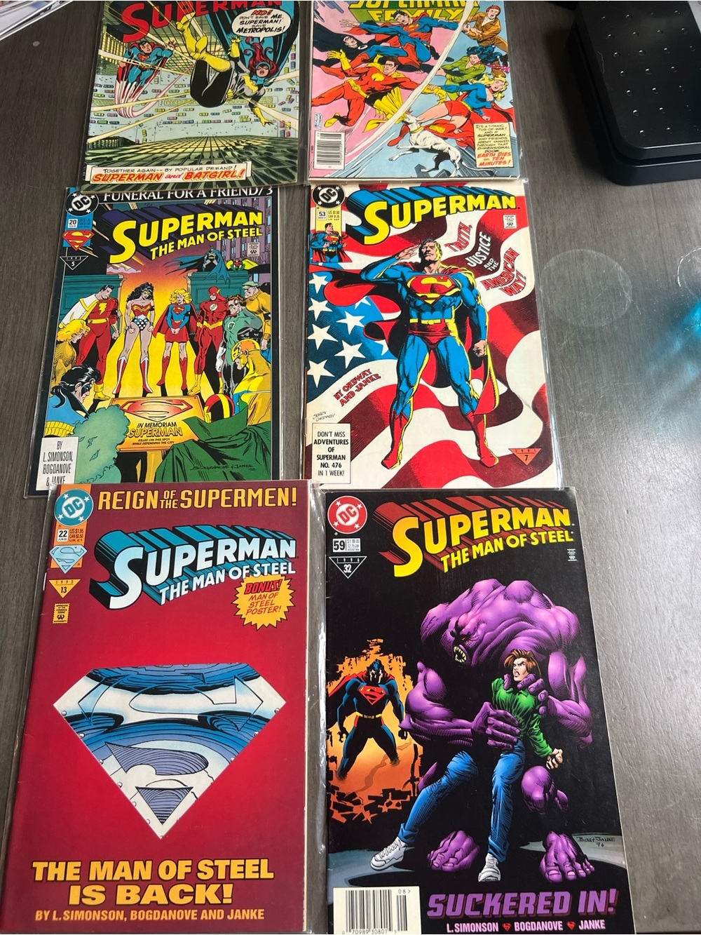 Vintage Superman Comic Book Lot of 6 Death Return Era Man of Steel DC Collection